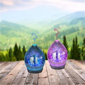 Kézi páratartalom-szabályozás és hordozható telepítés ultrahangos 3D-s üveg tűzijáték aromaolaj diffúzor