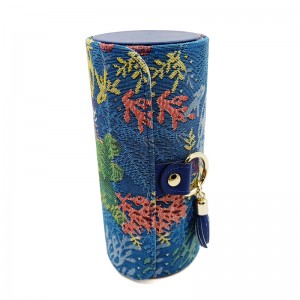 Luxus két réteg forgó kerek papír cső ajándék doboz fém gomb