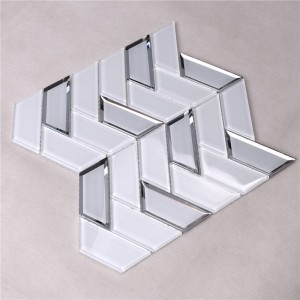 HMB35 Super White Foshan gyári ventilátor alakú hal skála üveg mozaik csempe