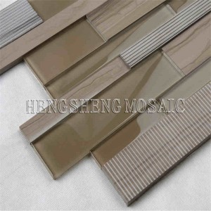 Egyedi Art Strip üveg vegyes kerámia márvány mozaik kiváló minőségű metrócsempe