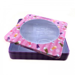 Kis négyzet alakú kozmetikai ón doboz PVC-vel ellátott ajakfényhez