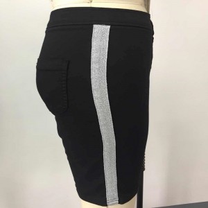 Női oldalsó csillogó szalag farmer rövidnadrág WS325