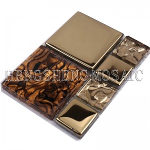 Új design Aranyfólia több vízálló mintás üveg és kő mozaik