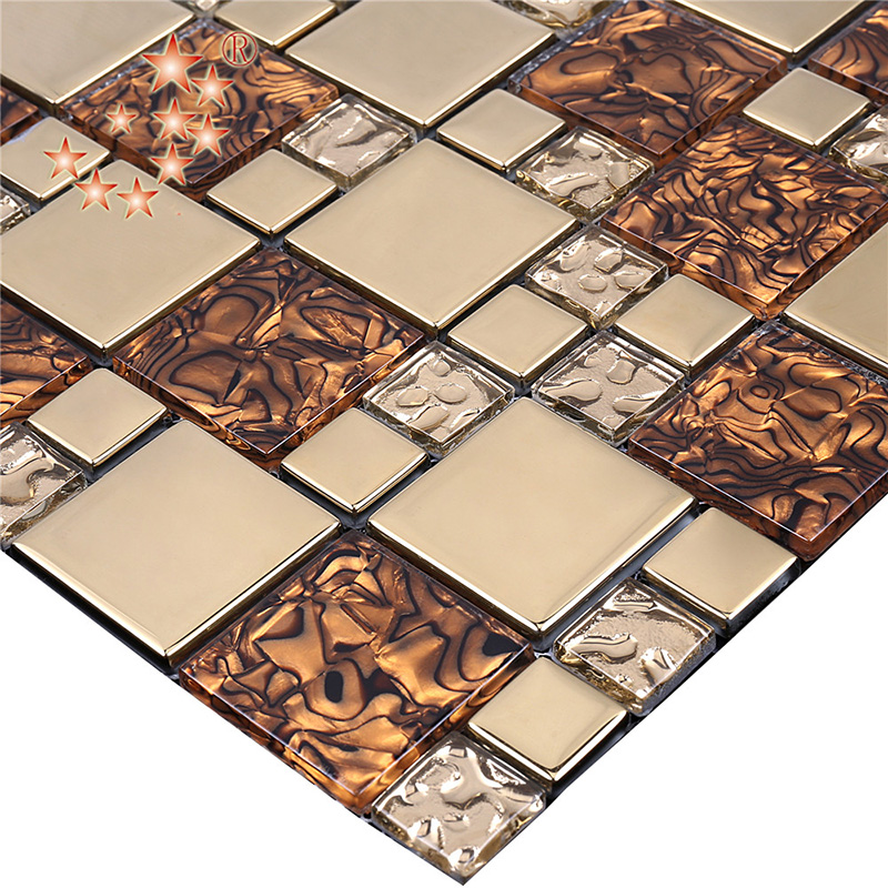Új design Aranyfólia több vízálló mintás üveg és kő mozaik