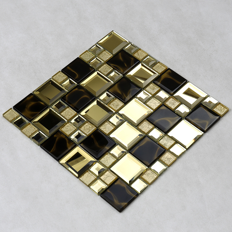 Építőanyag fal dekoráció fényes arany ferde tükör mozaik üveg csempe