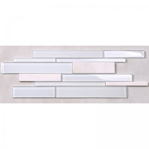 Gyári ár Fehér üveg keverék márvány kő csík mozaik csempe a konyha Backsplash fal