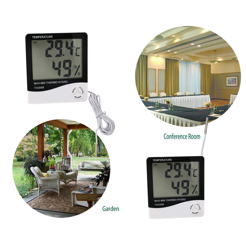 Nagy pontosságú gyári ár Hangfény Alarm LCD Hőmérő külső érzékelővel