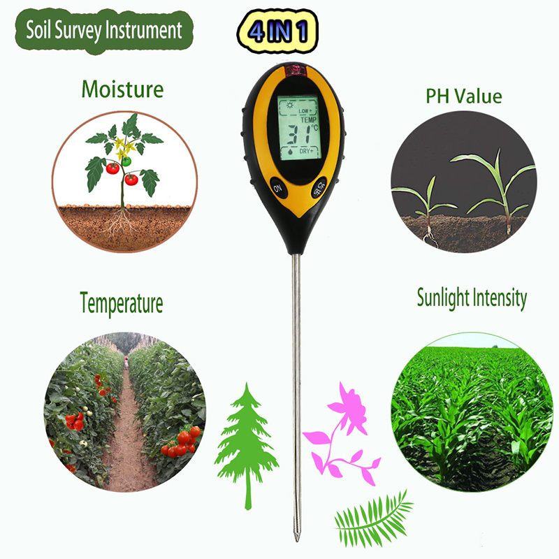 Beltéri kültéri kerti szerszám Talaj pH nedvességmérő hossza 198 mm Hosszú szonda