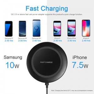 KPS-9502HCHot értékesít 7,5 W-os tükör mini kerek QI vezeték nélküli töltőt telefonhoz