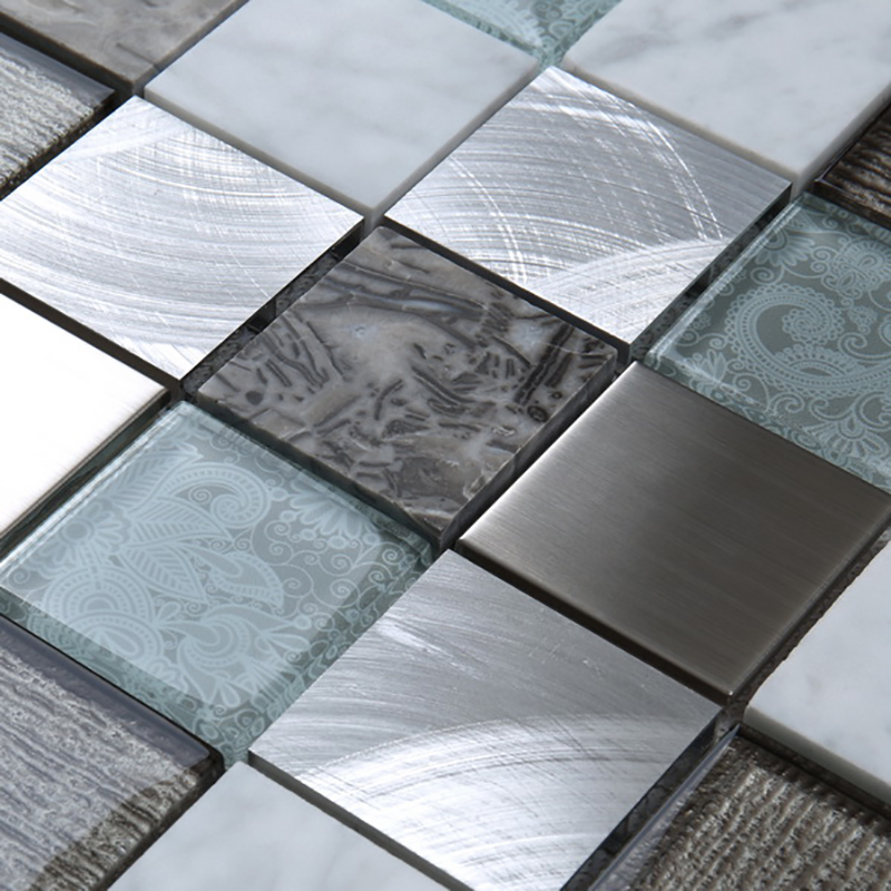 A legújabb design alumínium fém vegyes márvány üveg mozaik csempe a konyhai hátsó falakhoz