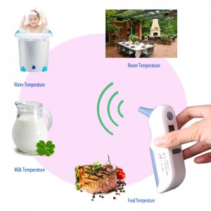 Azonnali olvasás Érintés nélküli infravörös fülhőmérő csecsemőhasználathoz lázas figyelmeztetéssel és környezeti hőmérséklet vizsgálati eszközökkel