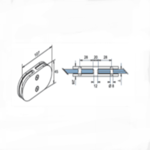 Rozsdamentes acél 180 fokos középső D típusú üvegbilincs