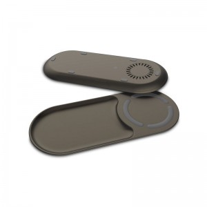 KPS-X701 Szép kivitelű, kiváló minőségű kicsi tálca 10W gyors qi 2in1 vezeték nélküli töltővel