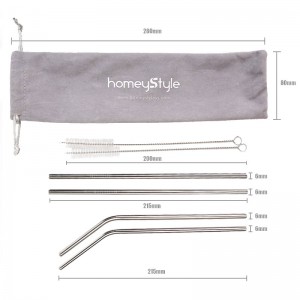 SUS304 (18/8) Fém szalma | Élelmiszer minőségű rozsdamentes acél ivás szalma | Újrafelhasználható fémszalma