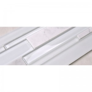 HSD131 legújabb formatervezésű fehér Carrara márvány kevert üvegmozaik konyha Backsplash metrócsempe