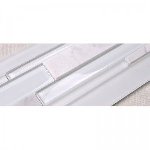 HSD131 legújabb formatervezésű fehér Carrara márvány kevert üvegmozaik konyha Backsplash metrócsempe