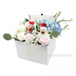 Luxus egyedi nyomtatási csomagolás textúrázott papír ajándék négyzet alakú virág dobozban