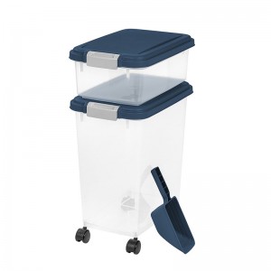 Háziállat-tartály, kerekekkel, szürke tárolóval