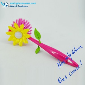 Akbrand rózsaszín színű konyhai edénytisztító kefe napraforgó díszítéssel