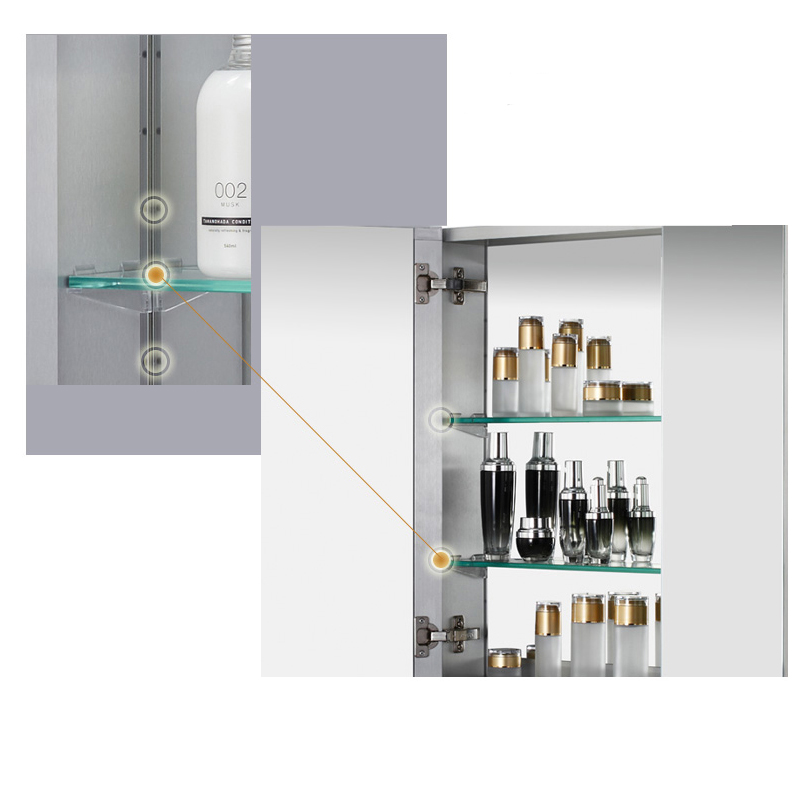 EU és USA luxus LED-es világítású, háttérvilágítással felszerelt fürdőszobai tükörgyógyászati ​​szekrény-ENE-AC-104