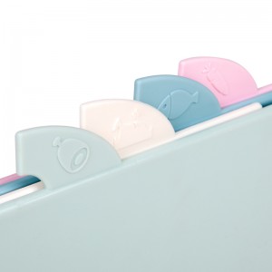 30 * 22,5 * 0,5 cm-es műanyag zöldség vágódeszka, 4 darabos készlet tartóval