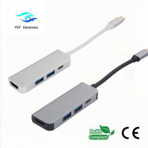 USB típusú c / HDMI aljzat + 2 * USB3.0 aljzat + SD + TF átalakító kód: FEF-USBIC-022