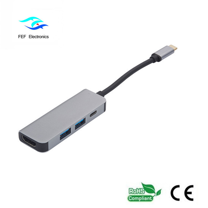USB típusú c / HDMI aljzat + 2 * USB3.0 aljzat + SD + TF átalakító kód: FEF-USBIC-022