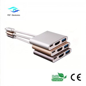 C típusú USB-csatlakozó az usb3.0 aljzathoz + HDMI aljzat + PD konverter fém tok FEF-USBIC-005A