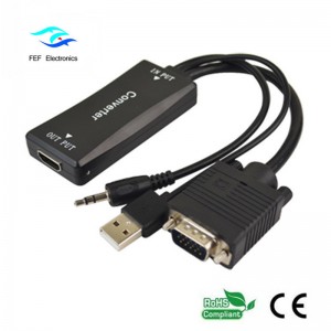 VGA hím - HDMI aljzat + Audio + USB tápegység Kód: FEF-HIC-011