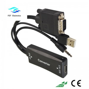 VGA hím - HDMI aljzat + Audio + USB tápegység Kód: FEF-HIC-011