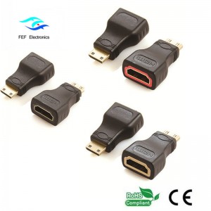 HDMI aljzat - mini HDMI aljzat adapter aranyozott / nikkelezett Kód: FEF-H-022