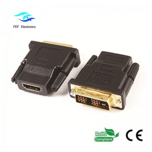 DVI (24 + 1) dugaszoló csatlakozó HDMI csatlakozóhoz arany / nikkelezett Kód: FEF-HD-003