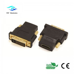 DVI (24 + 1) dugaszoló csatlakozó HDMI csatlakozóhoz arany / nikkelezett Kód: FEF-HD-004
