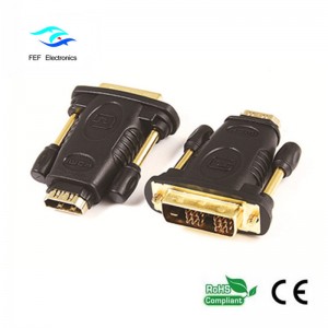 DVI (24 + 1) dugaszoló csatlakozó HDMI csatlakozóhoz arany / nikkel Kód: FEF-HD-005