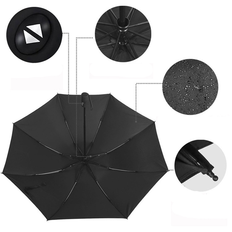 8 bordás esernyő hidrofób bevonókefe vízálló 3 összecsukható AOAC fordított esernyő