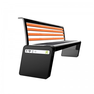 Solar Smart Bench opcionális kerékpár-állvány és LED-képernyő hátulján