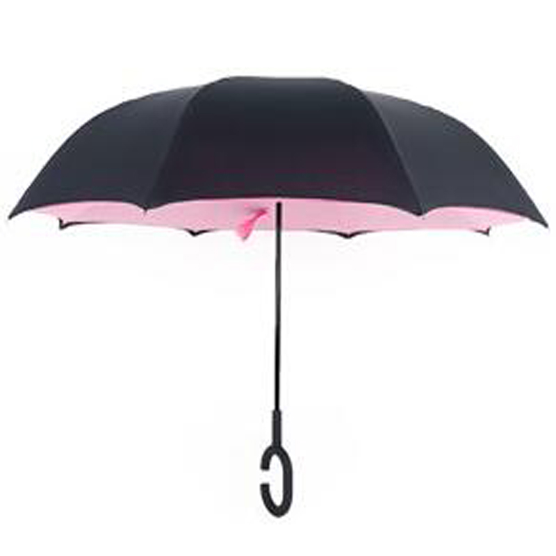 Felfelé lefelé esernyő fordított esernyő, belülről kifelé tervezve és C alakú, cseppmentes fogantyúval