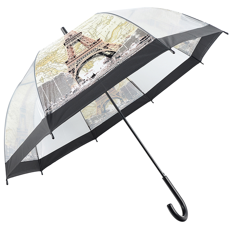 Átlátszó anyagból készült rian esernyő automatikus nyitott kupola apollo staight esernyő