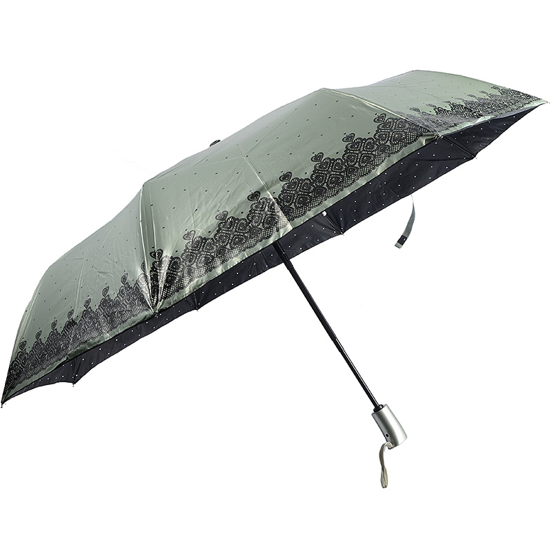 Színes zöld UV bevonatú esernyő teljes automatikus nyitású esernyővel 3-szoros