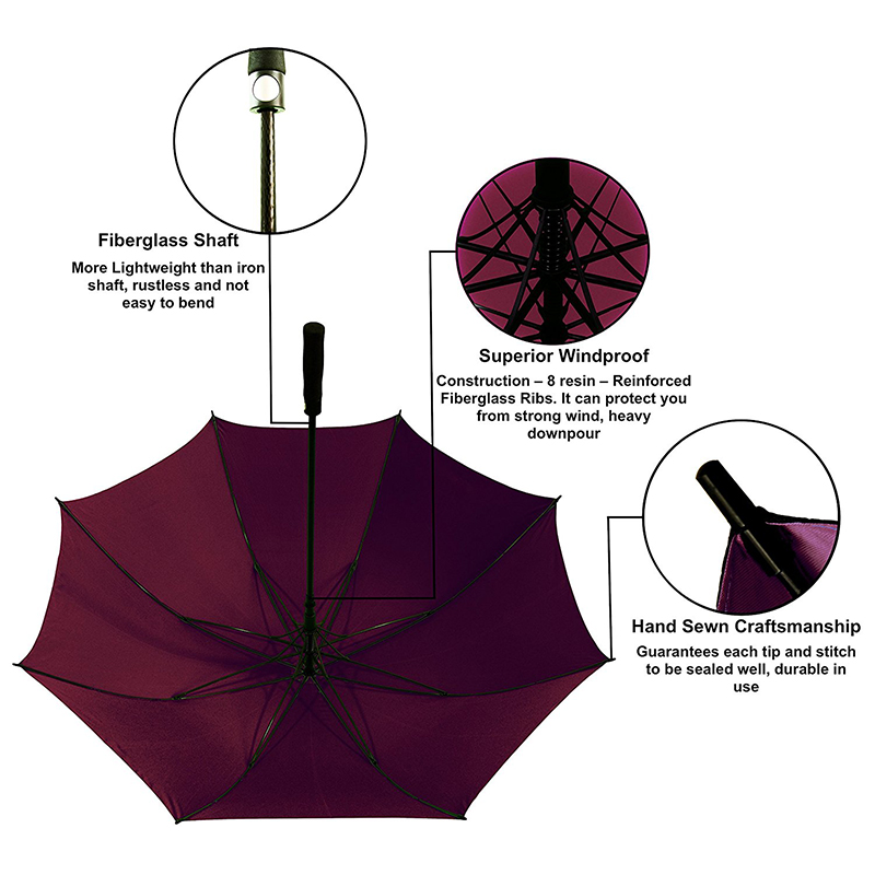 Promo szélálló kétrétegű automatikus nyitott esernyő, egyedi vállhüvelytel ellátott logóval