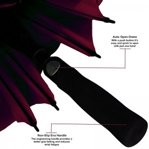 Promo szélálló kétrétegű automatikus nyitott esernyő, egyedi vállhüvelytel ellátott logóval