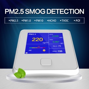 Légminőség-figyelő beltéri kültéri digitális PM2.5 gázelemző készülék TVOC HCHO AQI PM10 teszter levegő analizátorok újratölthető elemmel