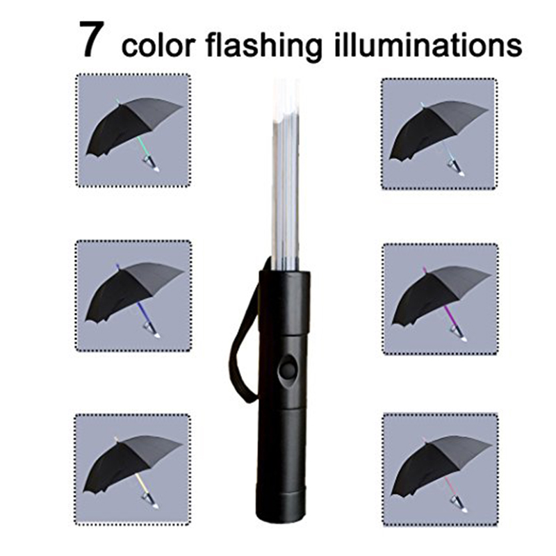 Kínai promóciós logó nyomtatott színű, változó egyenes LED esernyő, LED-es lámpával
