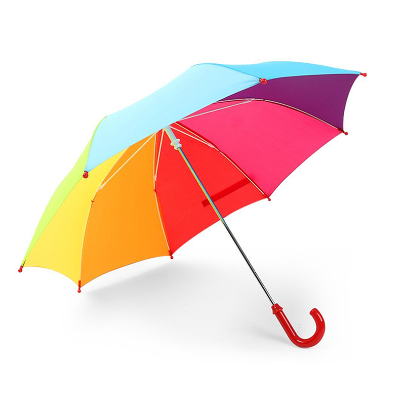 gyermekek egyenes esernyő automatikus nyitott funkcióval szivárvány szövet színes