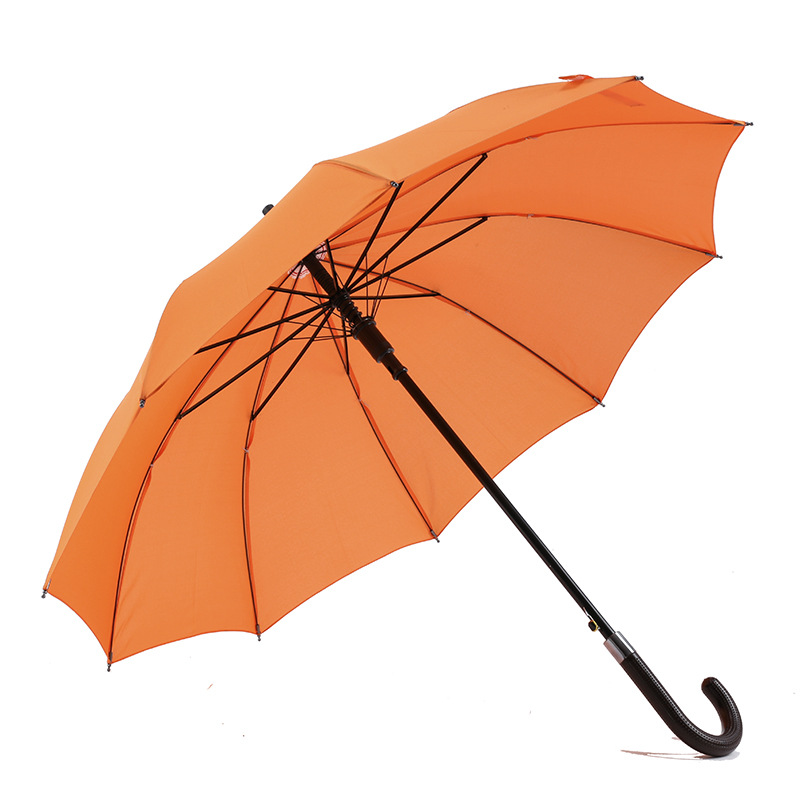 23 hüvelykes marketing eladó egyedi egyszerű színű, egyenes esernyő, hajlított műanyag fogantyúval
