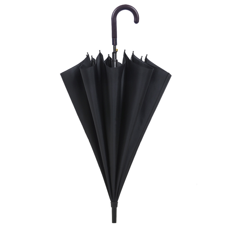 Klasszikus legkelendőbb fekete pongee szövet fémkeret műanyag görbe fogantyúval egyenes esernyő