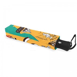 Szélálló egyedi nyomtatási pongee szövet 2 részes üvegszál bordák automatikus 3 összecsukható esernyő