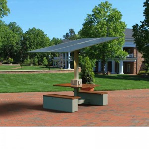 Napelemes töltőasztal Campus munkaállomások Fenntartható energiatermelés