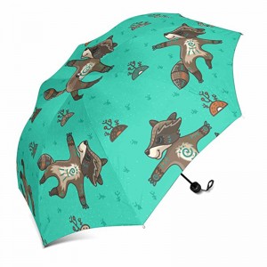 Kínai gyártó könnyű műanyag fogantyúval automatikus nyitott rajzfilm nyomtatott 3 összecsukható esernyő