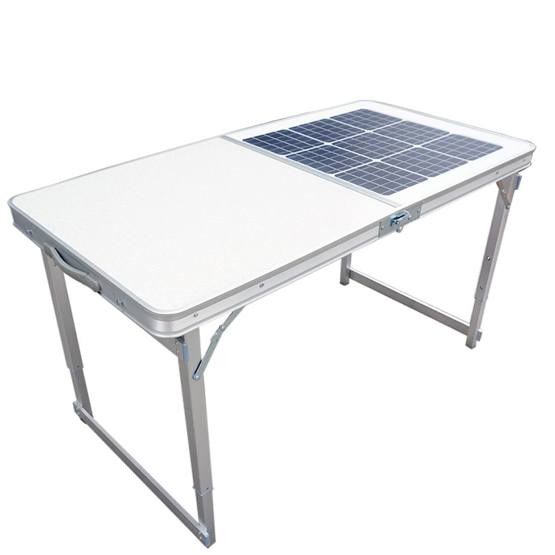 Hordozható összecsukható napelemes asztal töltési üzlethez kültéri kempingkonyha összecsukható asztali asztalhoz